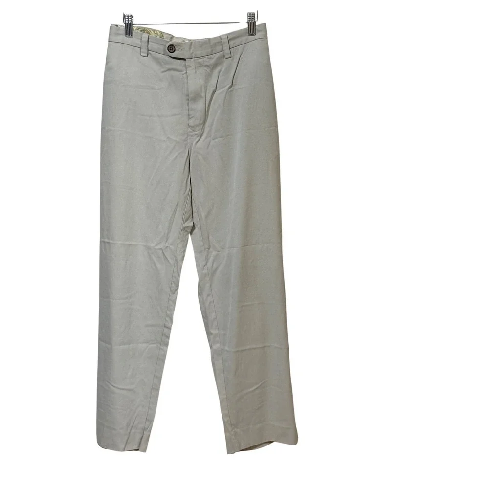 Tommy Bahama Mens 40x30 Silk Cotton Blend Khaki Tan Flat Front Straight Pants
